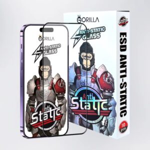 Folie sticlă gorilla anti static glass/black compatibilă cu iPhone 15 Pro