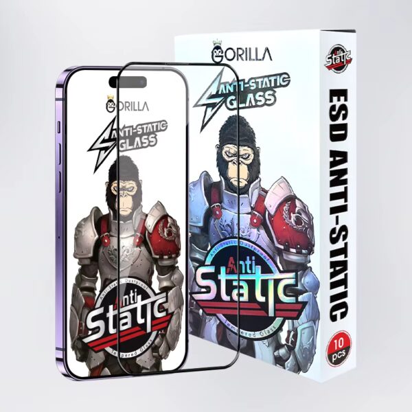 Folie sticlă gorilla anti static glass/black compatibilă cu iPhone 15 Pro