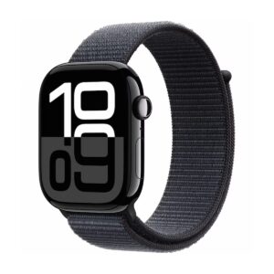 APPLE Watch Seria 10 GPS + Cellular 46mm, Jet Black Aluminium Case, Anchor Blue Sport Loop 64GB jetblack nou desigilat